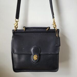 VINTAGE COACH WILLIS STATION BAG BLACK GENUINE LEATHER MEDIUM